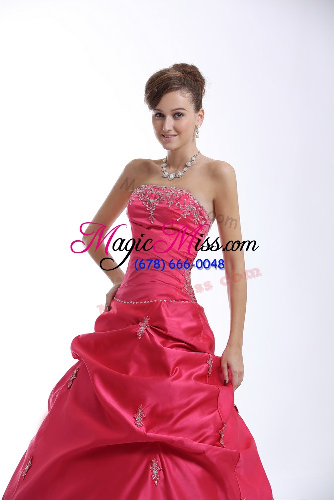 wholesale fitting ball gowns 15th birthday dress hot pink sweetheart taffeta sleeveless floor length lace up