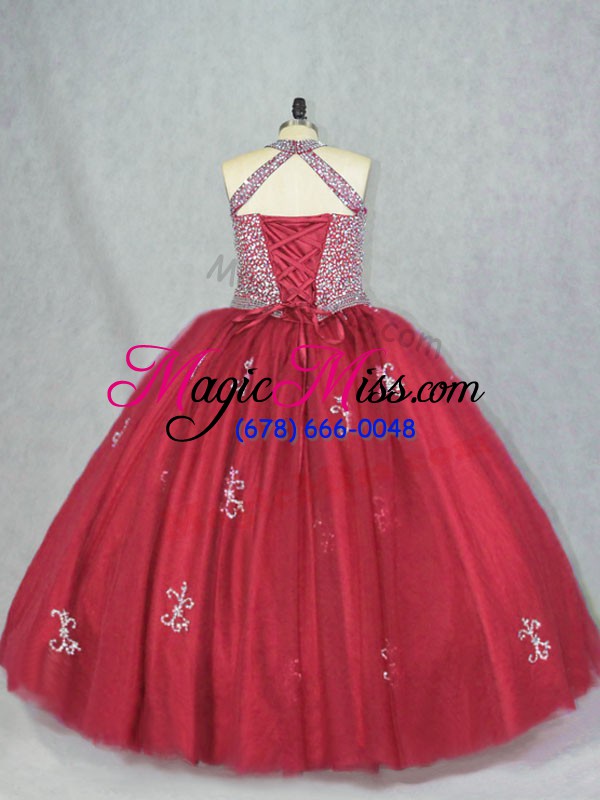 wholesale tulle sleeveless floor length 15 quinceanera dress and beading and appliques