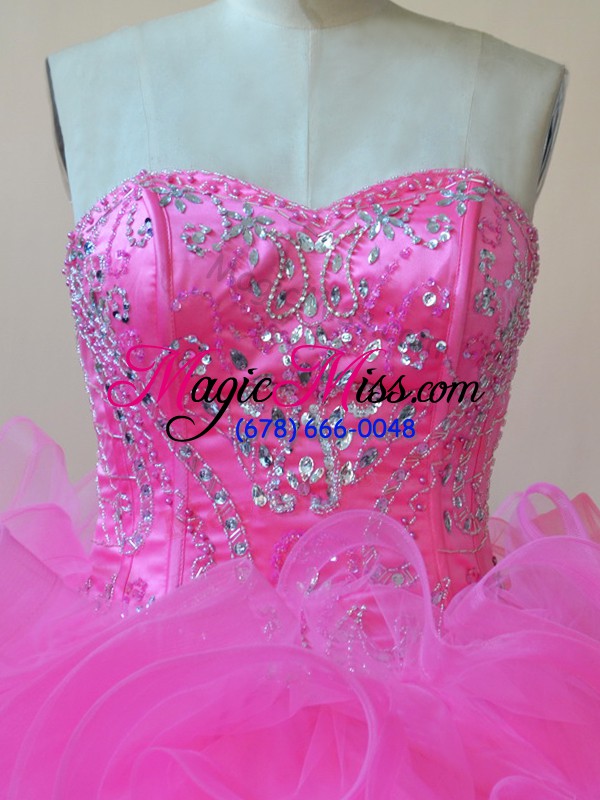 wholesale sleeveless lace up floor length beading and ruffles quinceanera gown