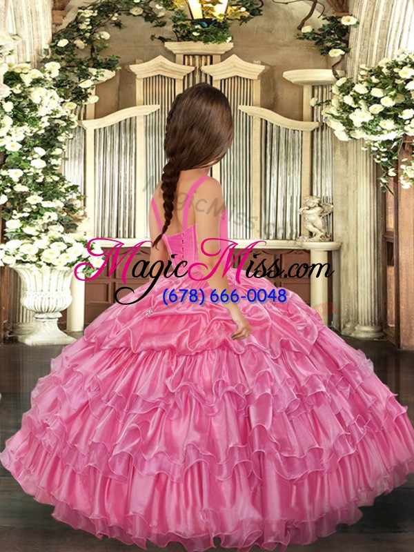 wholesale aqua blue ball gowns ruffled layers pageant gowns for girls lace up organza sleeveless floor length