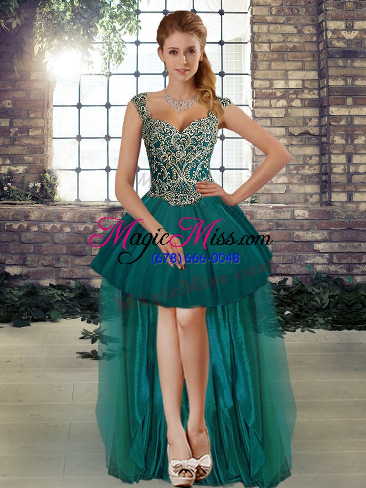 wholesale stunning straps sleeveless tulle vestidos de quinceanera beading and embroidery lace up
