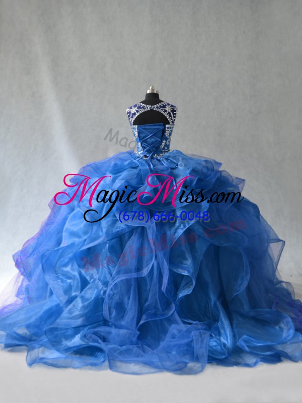 wholesale top selling organza sleeveless floor length sweet 16 dresses and beading and ruffles