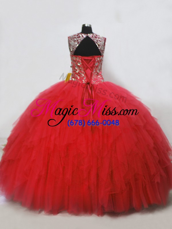 wholesale spectacular floor length ball gowns sleeveless red sweet 16 dress lace up