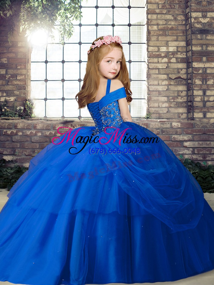 wholesale glorious tulle sleeveless floor length child pageant dress and beading