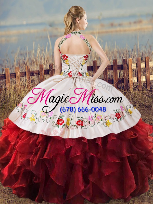 wholesale low price sleeveless embroidery and ruffles lace up sweet 16 dresses