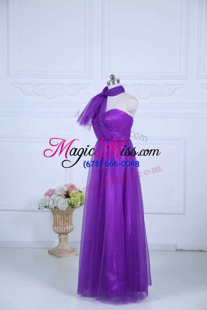 wholesale superior halter top sleeveless zipper quinceanera court dresses eggplant purple tulle