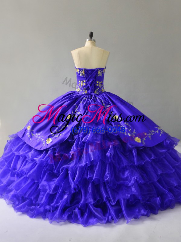 wholesale sweetheart sleeveless lace up quinceanera gown blue organza