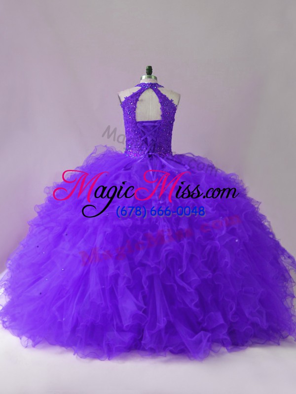 wholesale tulle sleeveless floor length quinceanera gowns and beading and ruffles