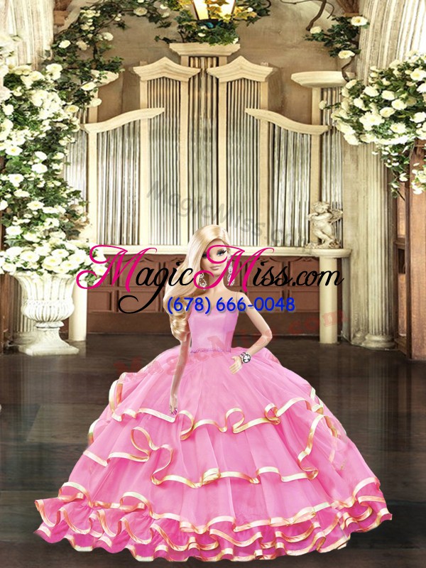 wholesale custom fit sleeveless lace up floor length ruffled layers sweet 16 dresses