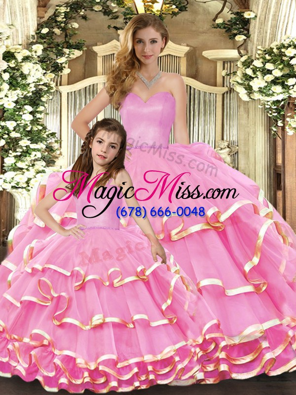 wholesale custom fit sleeveless lace up floor length ruffled layers sweet 16 dresses