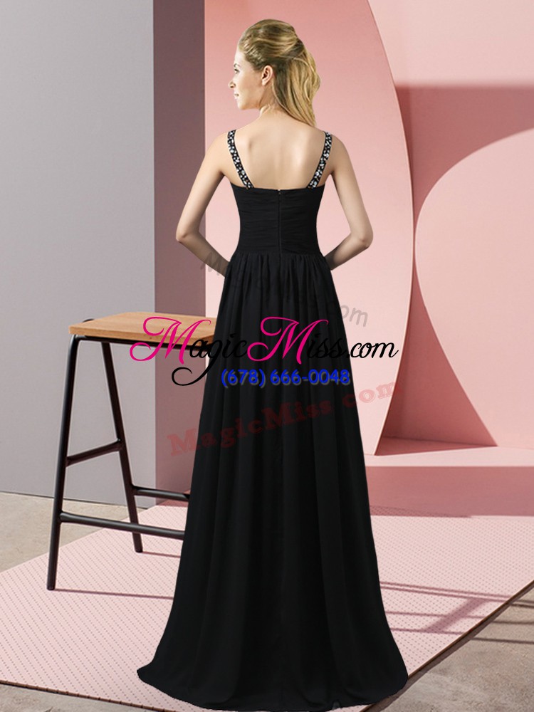 wholesale amazing black evening dress prom and party with beading straps sleeveless zipper