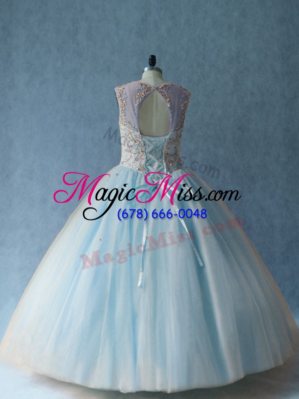 wholesale exceptional tulle sleeveless floor length quinceanera gown and beading
