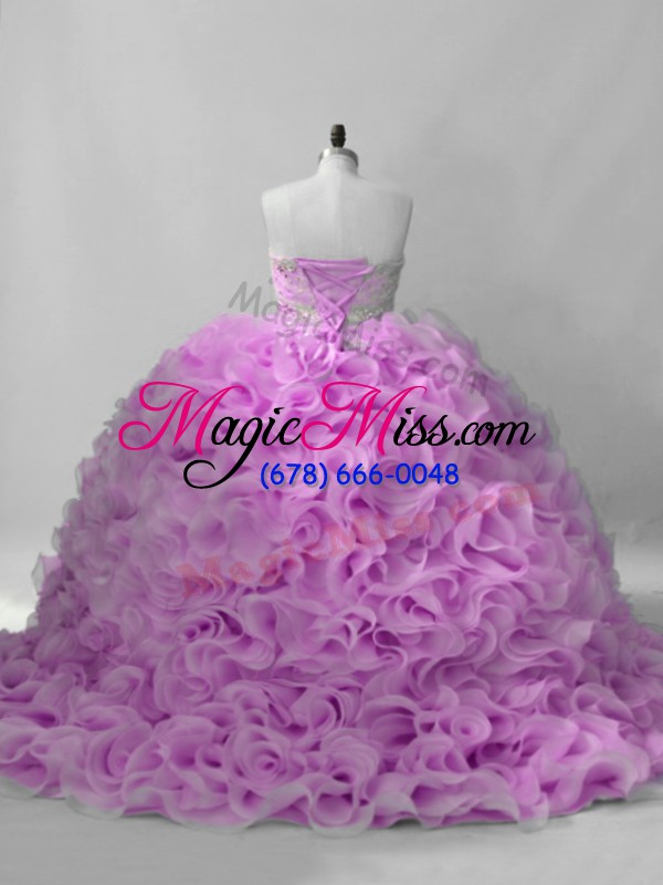 wholesale traditional lace up sweet 16 dresses lilac for sweet 16 and quinceanera with beading brush train