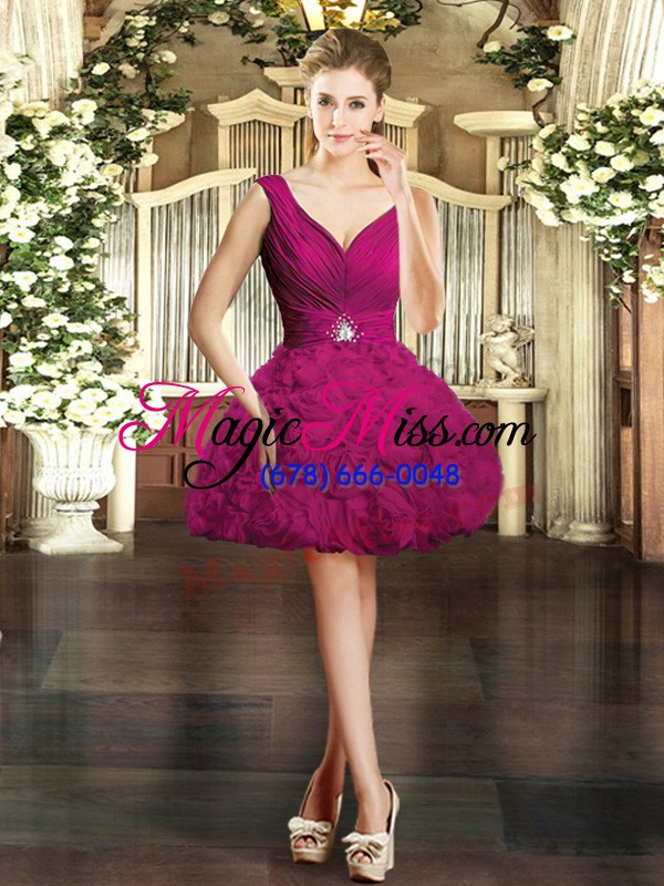 wholesale fuchsia backless 15th birthday dress beading sleeveless floor length