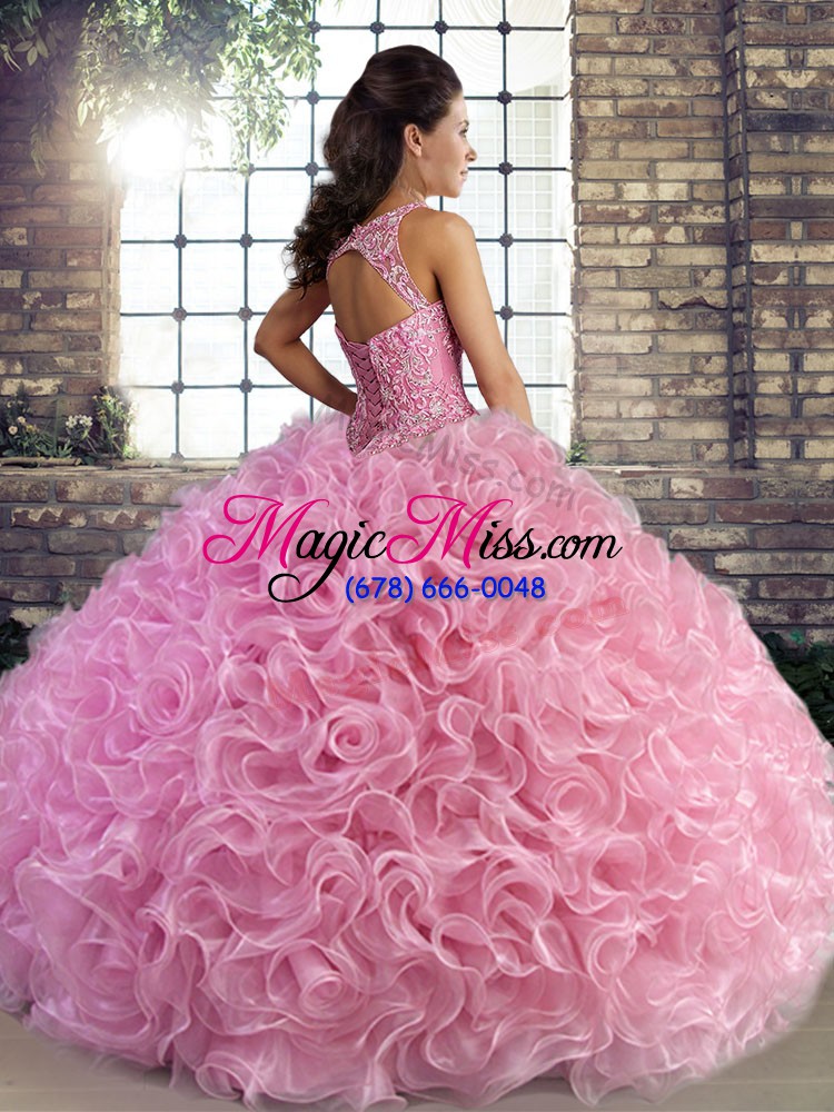 wholesale deluxe sleeveless lace up floor length beading quinceanera gown