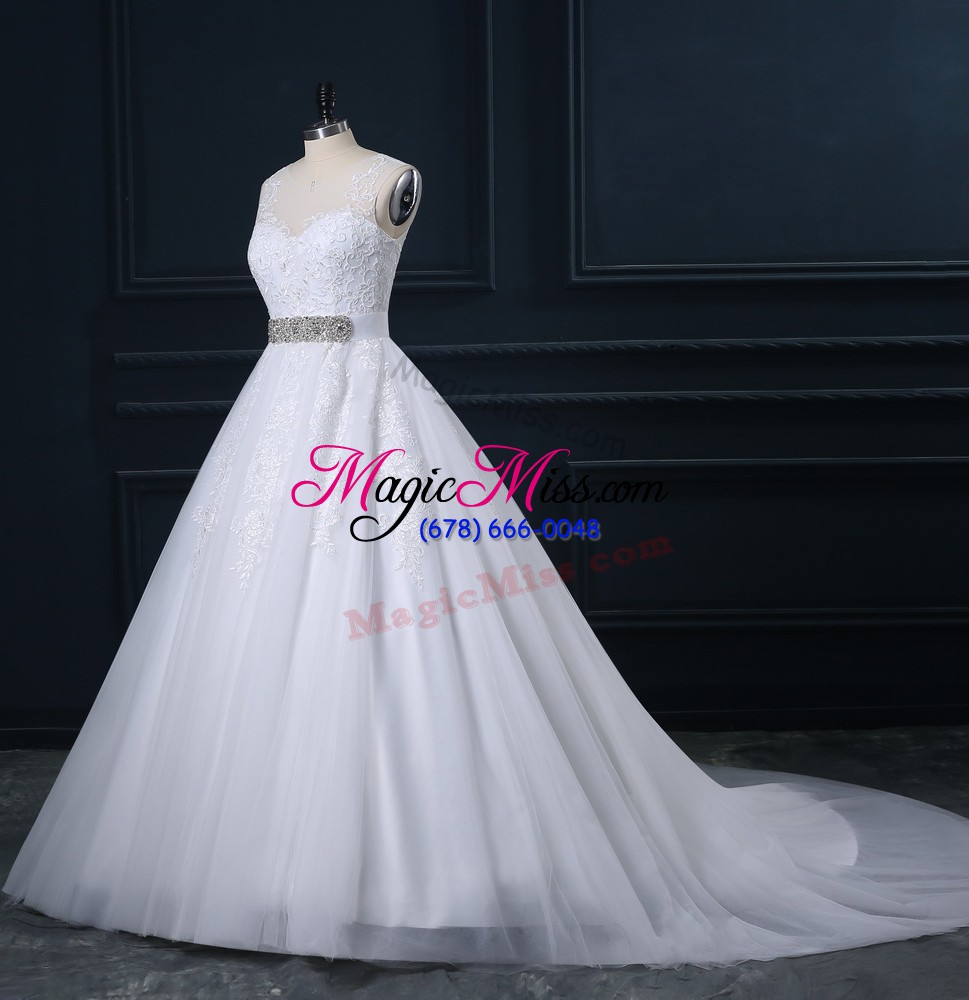 wholesale custom designed white sleeveless beading and lace zipper wedding gowns