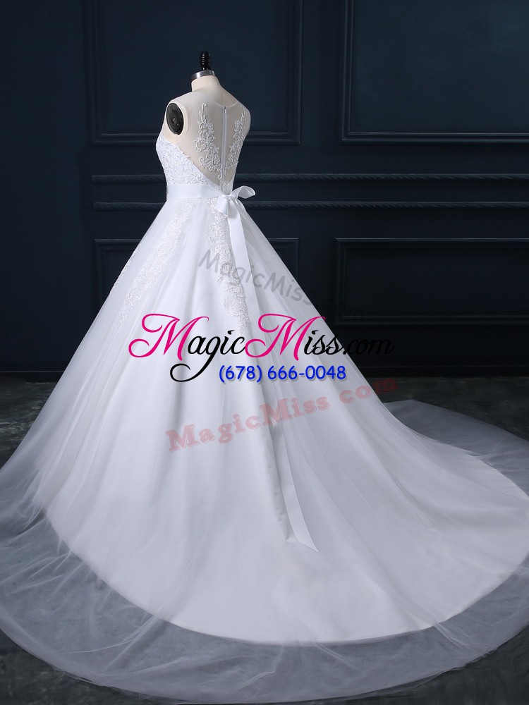 wholesale custom designed white sleeveless beading and lace zipper wedding gowns