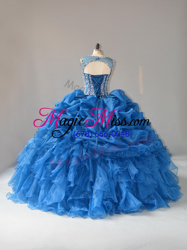 wholesale sexy floor length blue vestidos de quinceanera straps sleeveless lace up