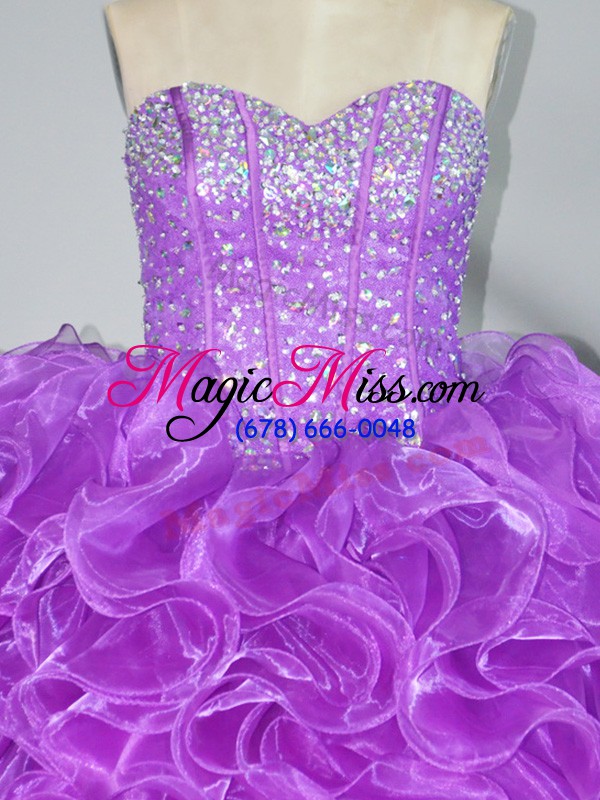 wholesale noble purple lace up 15th birthday dress beading and ruffles sleeveless floor length