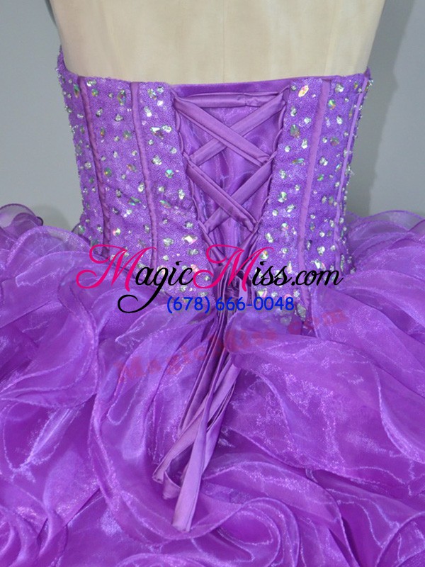 wholesale noble purple lace up 15th birthday dress beading and ruffles sleeveless floor length