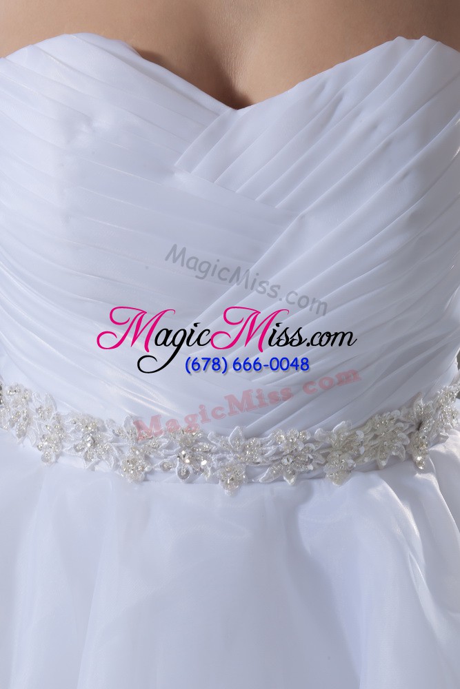 wholesale a-line sleeveless white wedding dress brush train lace up