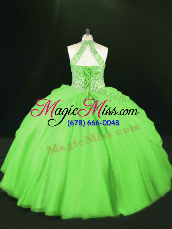 wholesale fantastic halter top sleeveless tulle quinceanera dress beading lace up