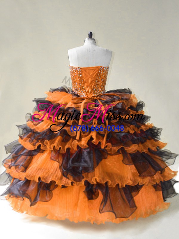wholesale organza sweetheart sleeveless lace up beading sweet 16 dress in orange