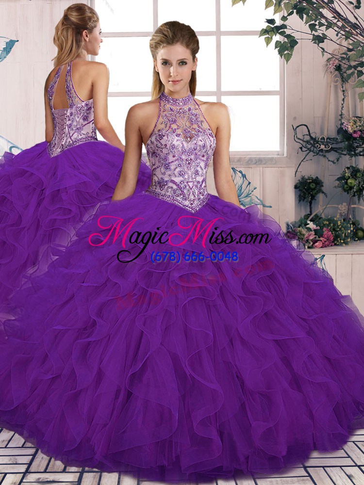 wholesale sleeveless beading and ruffles lace up quinceanera gowns