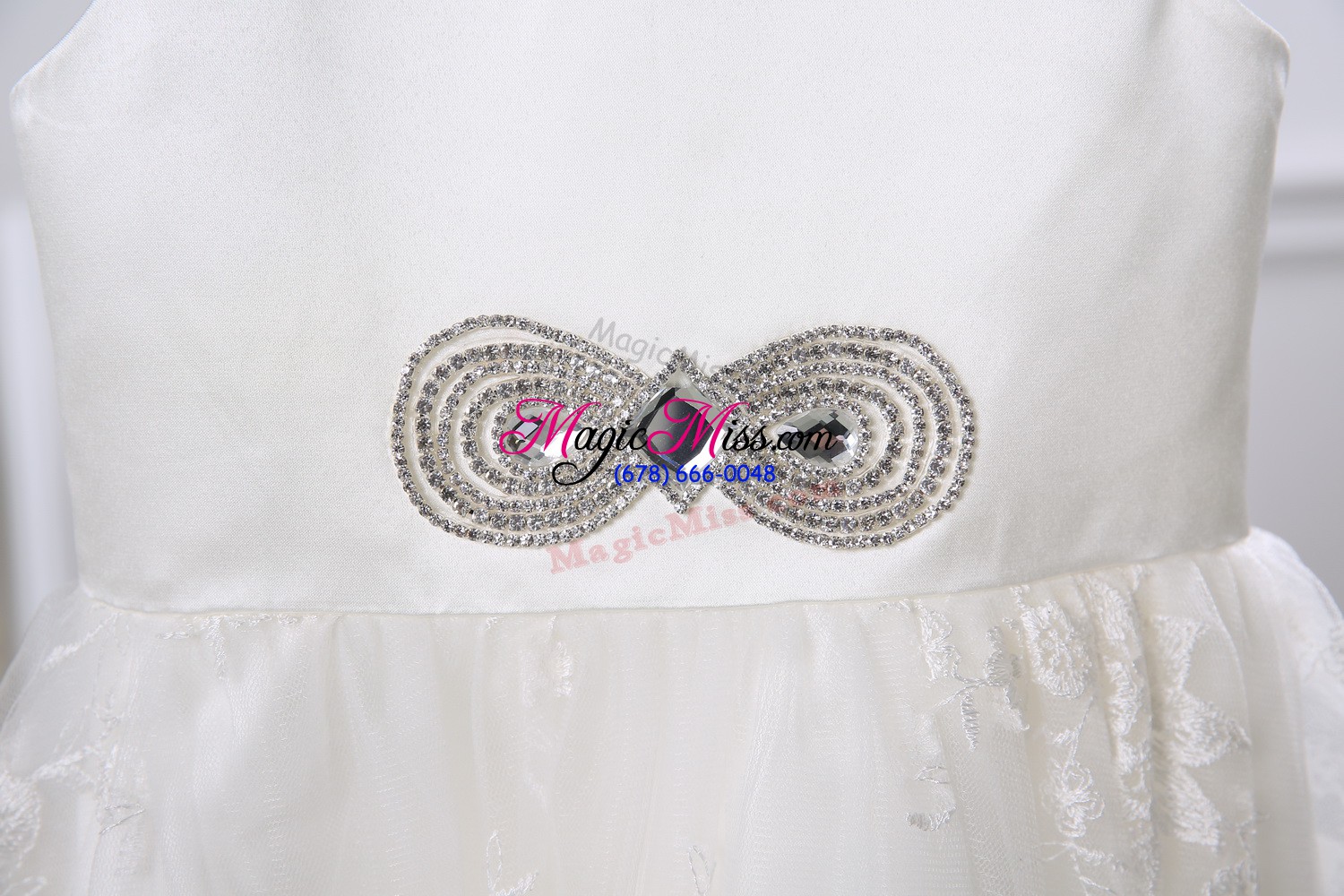 wholesale white empire tulle scoop sleeveless beading and lace floor length zipper flower girl dress