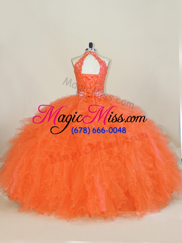 wholesale popular floor length ball gowns sleeveless orange sweet 16 quinceanera dress lace up