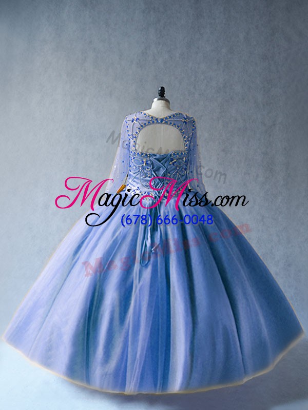 wholesale ideal blue long sleeves beading floor length quince ball gowns