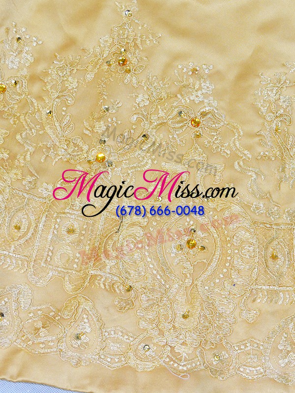 wholesale admirable sequined sweetheart court train lace up beading and appliques sweet 16 quinceanera dress in gold