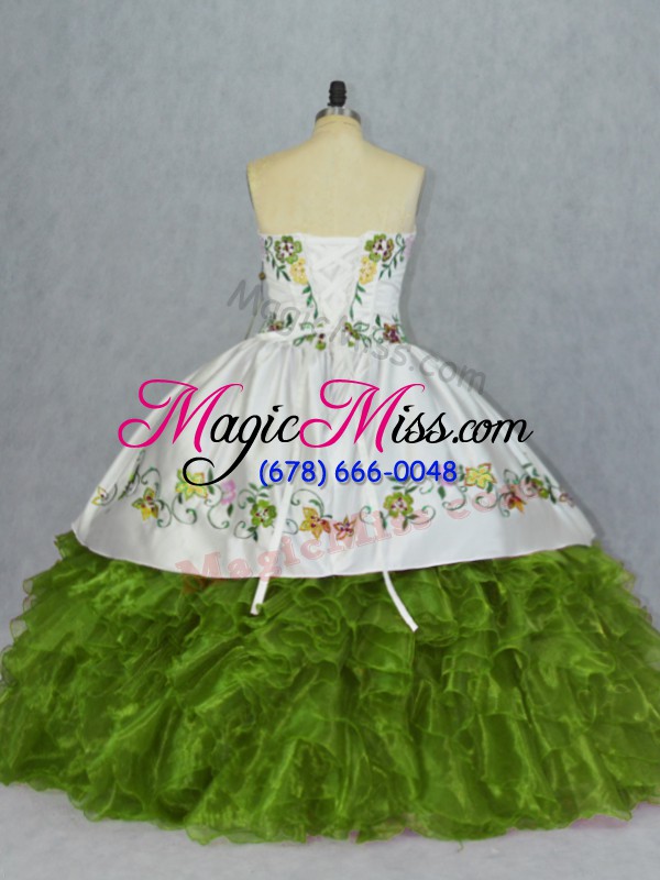 wholesale glorious ball gowns quinceanera gown olive green sweetheart organza sleeveless floor length lace up