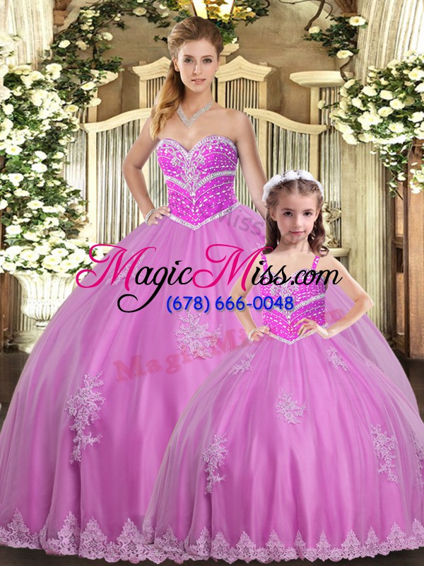 wholesale floor length ball gowns sleeveless lilac quinceanera gown lace up