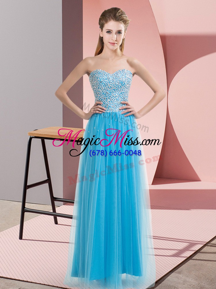 wholesale aqua blue lace up sweetheart beading evening dress tulle sleeveless