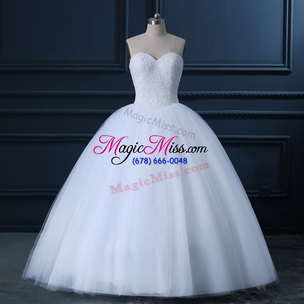 wholesale best white wedding gowns sweetheart sleeveless brush train lace up