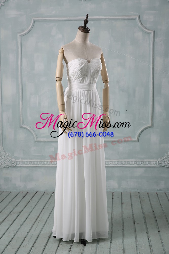 wholesale high class white sleeveless floor length ruching zipper wedding gowns