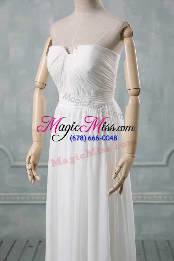 wholesale high class white sleeveless floor length ruching zipper wedding gowns