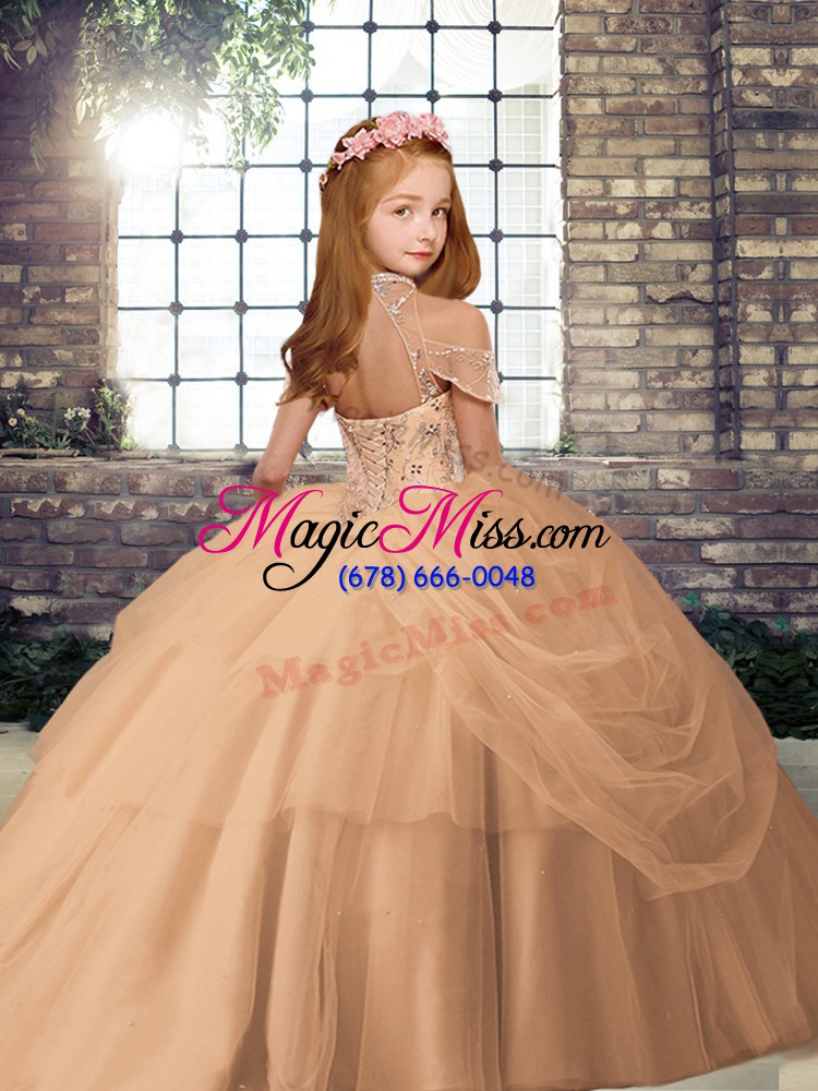 wholesale nice ball gowns winning pageant gowns halter top tulle sleeveless floor length lace up