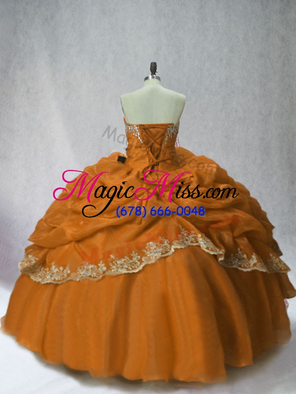 wholesale brown sleeveless organza lace up quinceanera gowns for sweet 16 and quinceanera