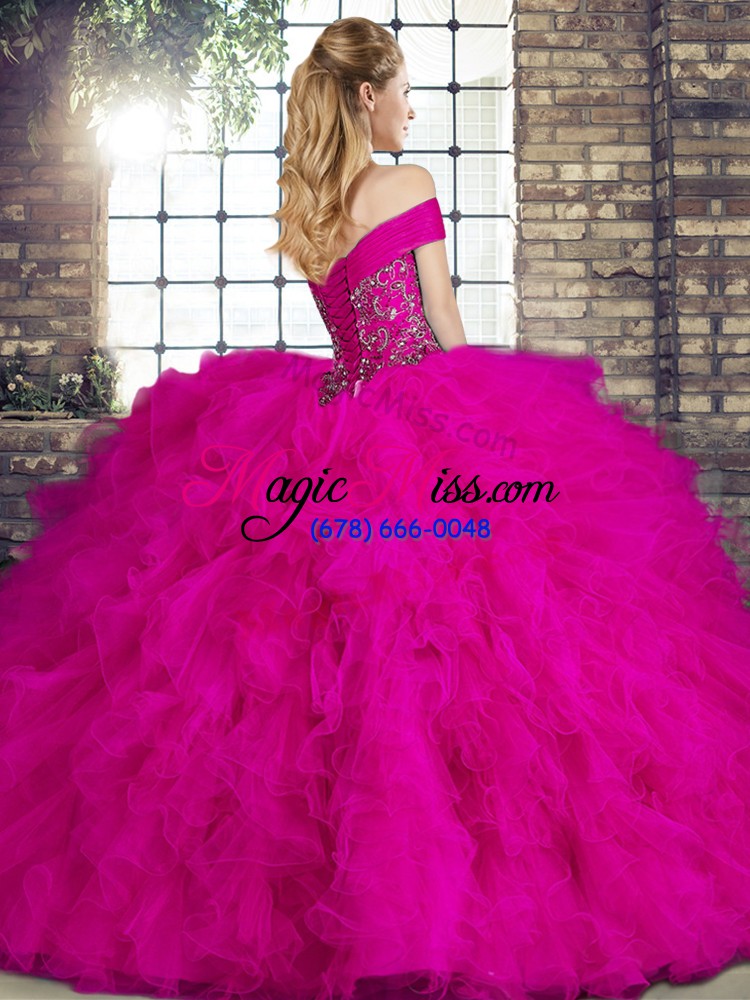 wholesale fantastic beading and ruffles quinceanera gowns red lace up sleeveless floor length