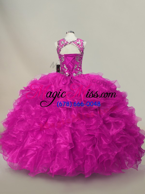 wholesale fuchsia sweet 16 dresses sweet 16 and quinceanera with ruffles and sequins scoop sleeveless lace up