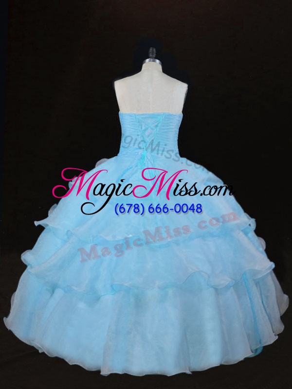 wholesale organza sleeveless floor length 15th birthday dress and ruffles
