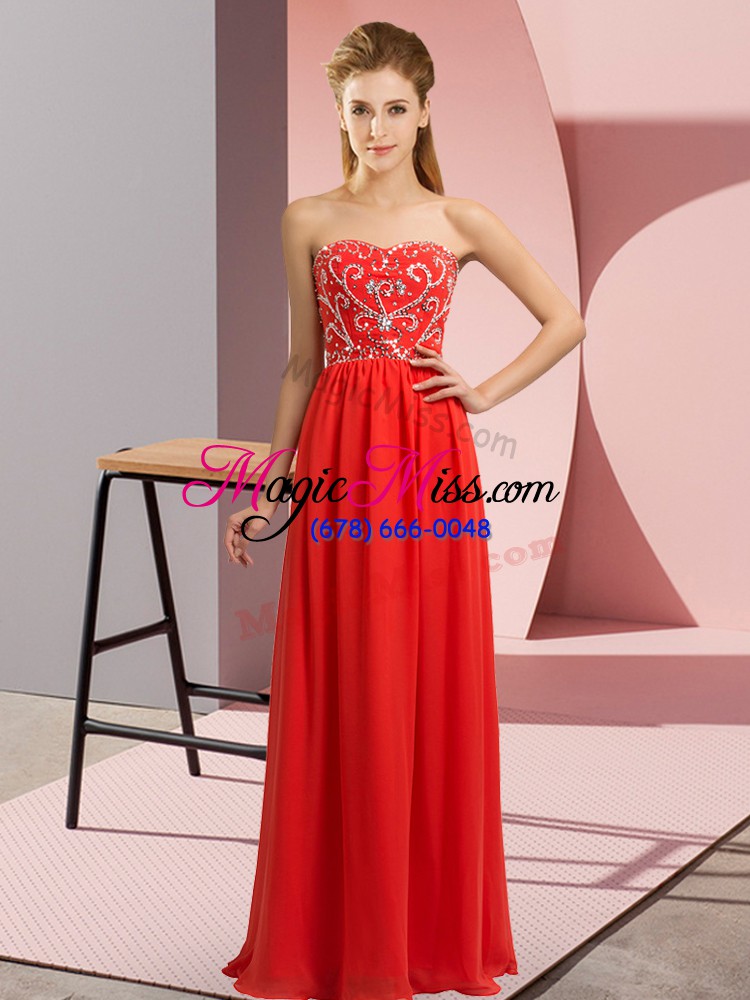 wholesale amazing sweetheart sleeveless lace up dress for prom red chiffon