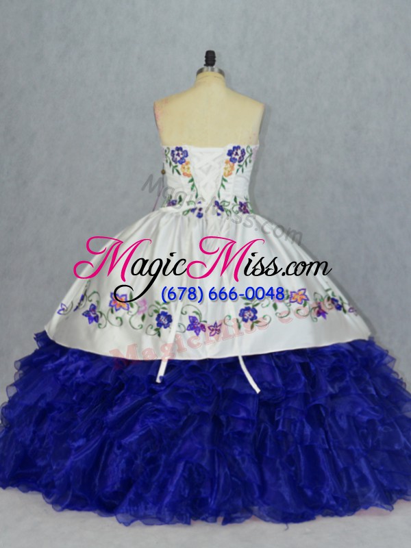 wholesale royal blue tulle lace up sweetheart sleeveless floor length 15th birthday dress beading and embroidery