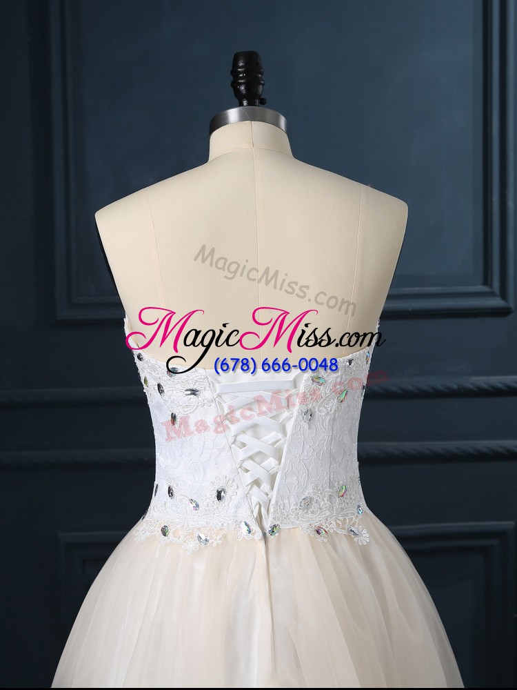 wholesale sleeveless beading and lace lace up wedding dress