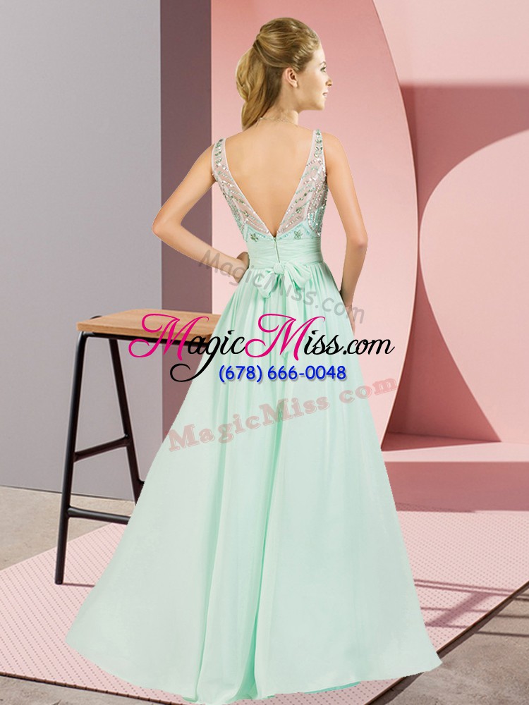 wholesale unique chiffon scoop sleeveless backless beading dress for prom in light blue