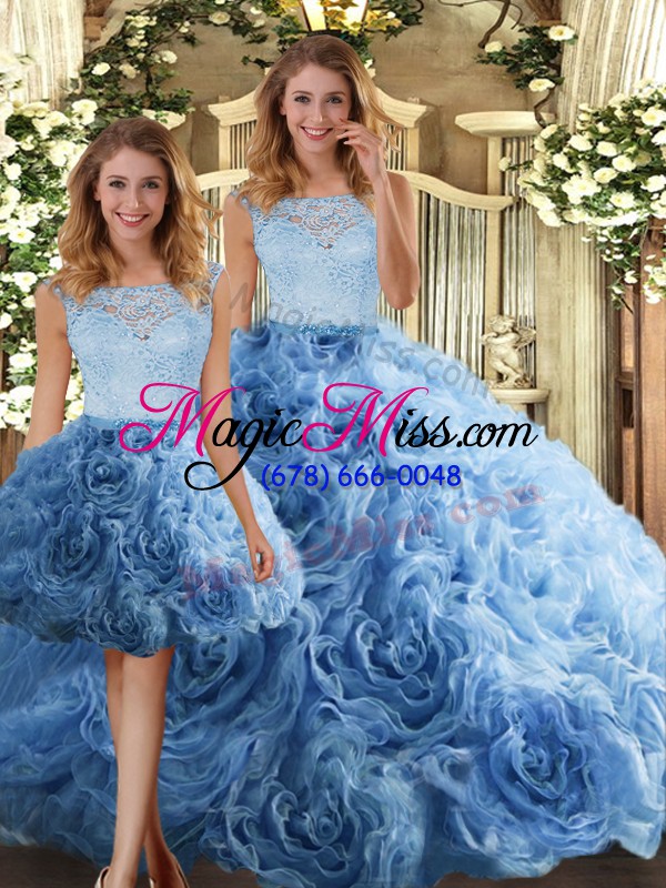 wholesale baby blue zipper quince ball gowns lace sleeveless floor length