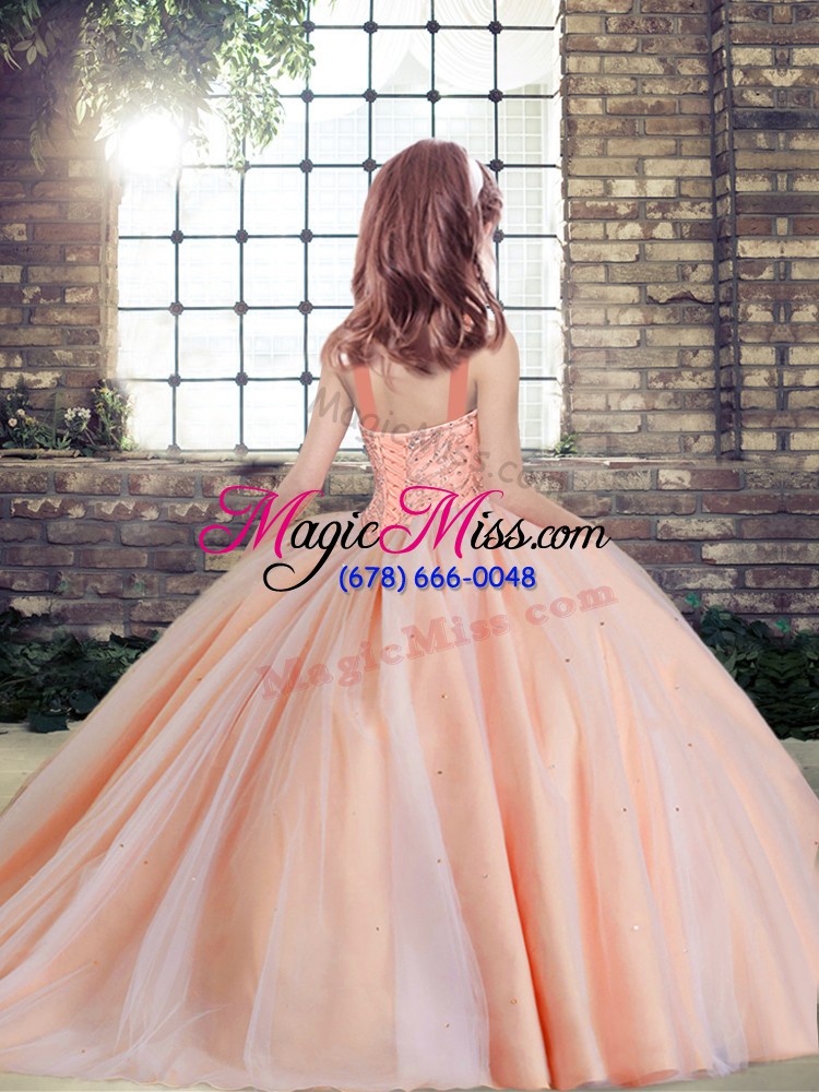 wholesale charming floor length ball gowns sleeveless fuchsia girls pageant dresses lace up