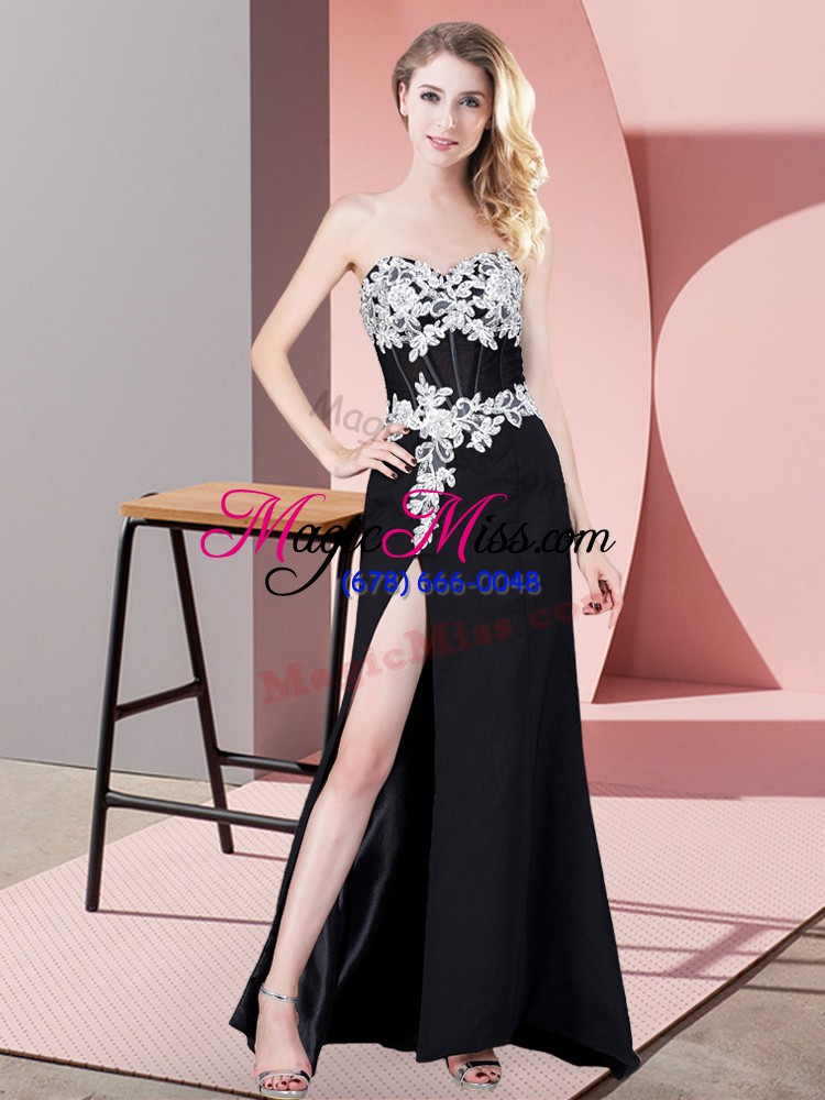 wholesale pretty column/sheath dress for prom black sweetheart chiffon sleeveless floor length zipper